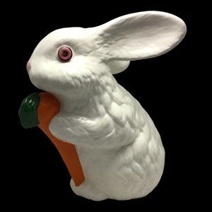 Vintage Ceramic Hand Painted Bunny Rabbit 1970s Easter 9.5" Tall Spring Decor